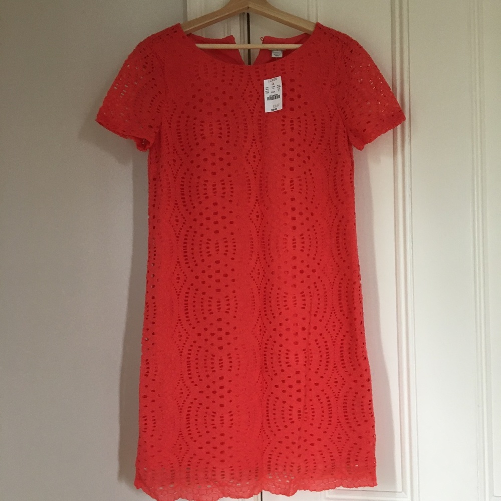 J. Crew Factory Coral Eyelet Shift Dress